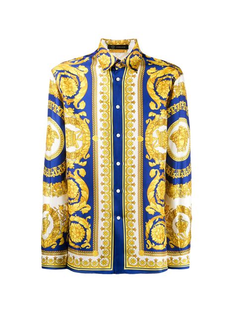 versace uomo camicia oversize blu elettrico|Camicie VERSACE Uomo .